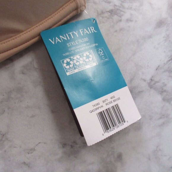 New Vanity Fair Bra 40G Beige Convertible Strapless Beauty Back Smooths No Slip - Picture 7 of 9
